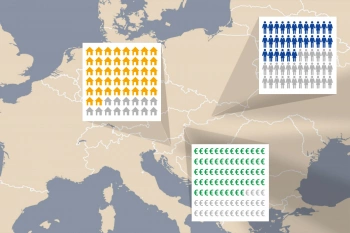 Map of Europe with demographic data