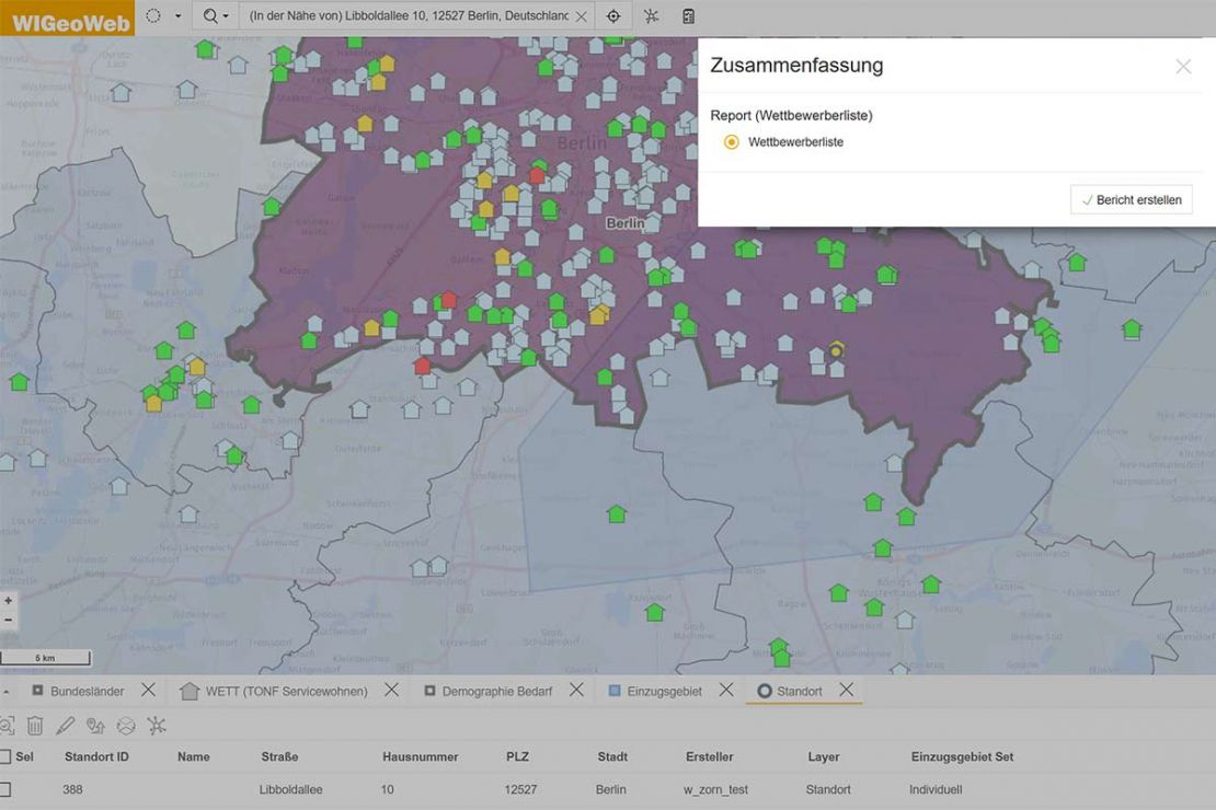 Competitor properties report in the location analysis tool Competitor properties report in the location analysis tool