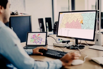 Sales area distribution on map according to postal code