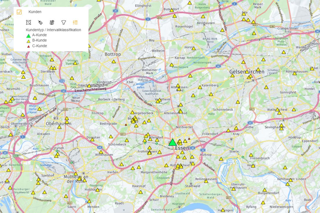 WIGeoWeb customer data on the interactive map WIGeoWeb customer data on the interactive map