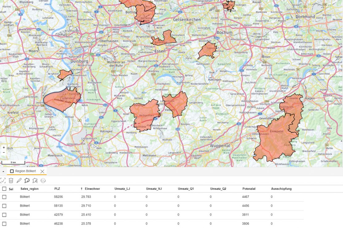 Screenshot Online GIS WIGeoWeb - Ausreisser räumlich erkennen