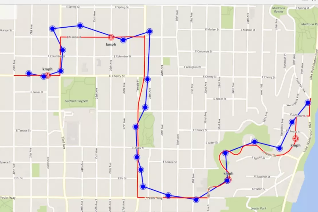 Bing Maps snap-to-road API