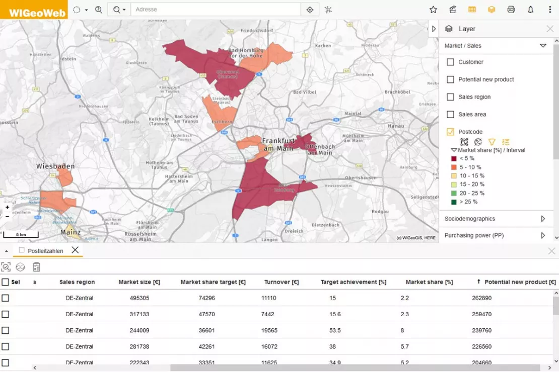 Screenshot: Online GIS WIGeoWeb - Detecting outliers spatially