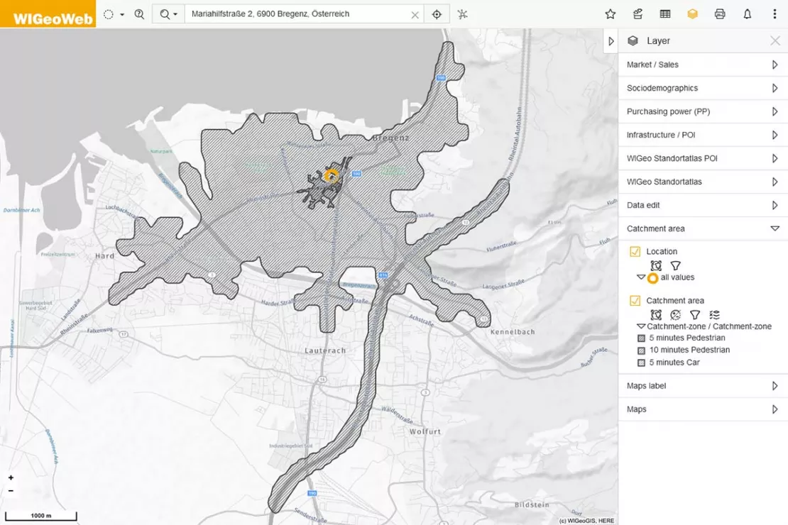 Screenshot: Online GIS WIGeoWeb - Understanding location-based relationships