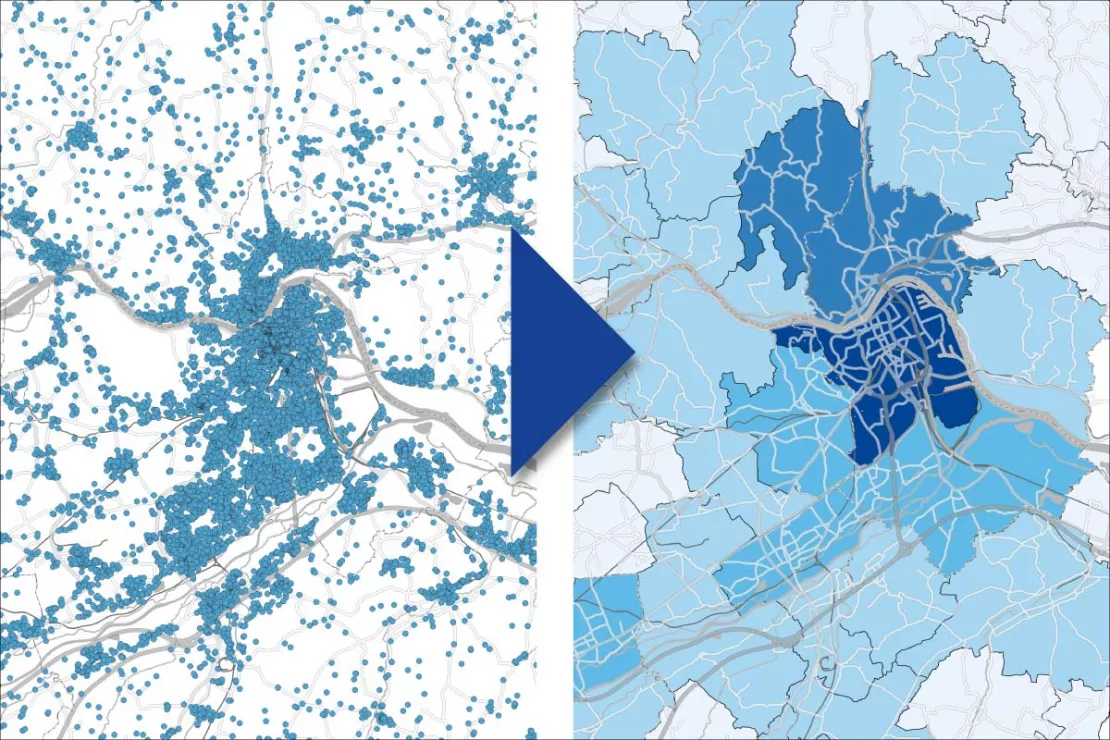 A common method of data integration is spatial aggregation