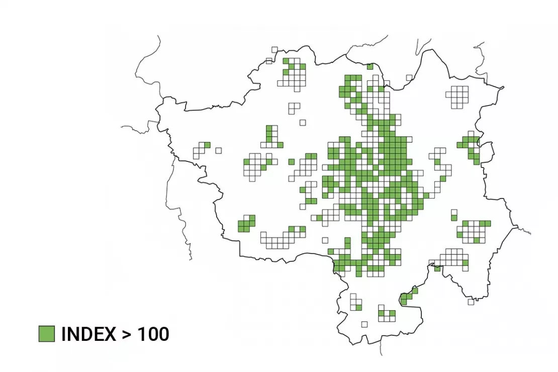Karte: Daten zu erlebnisorientierten Personen in Marburg 