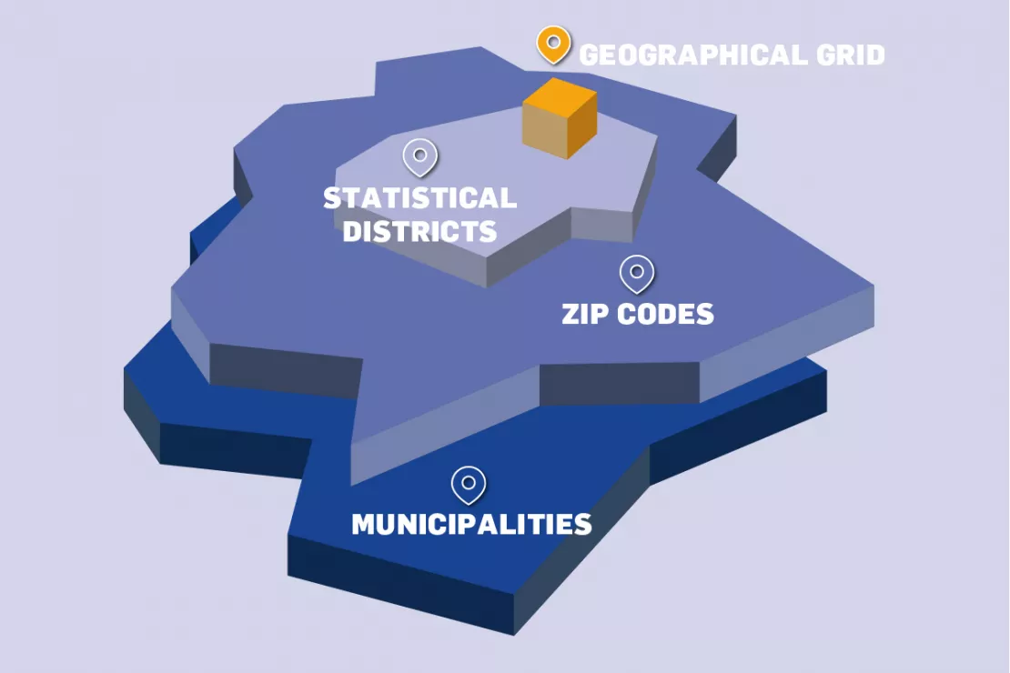 Austria: demographical data for municipalities, zip codes, statistical districts, geographical grid cells