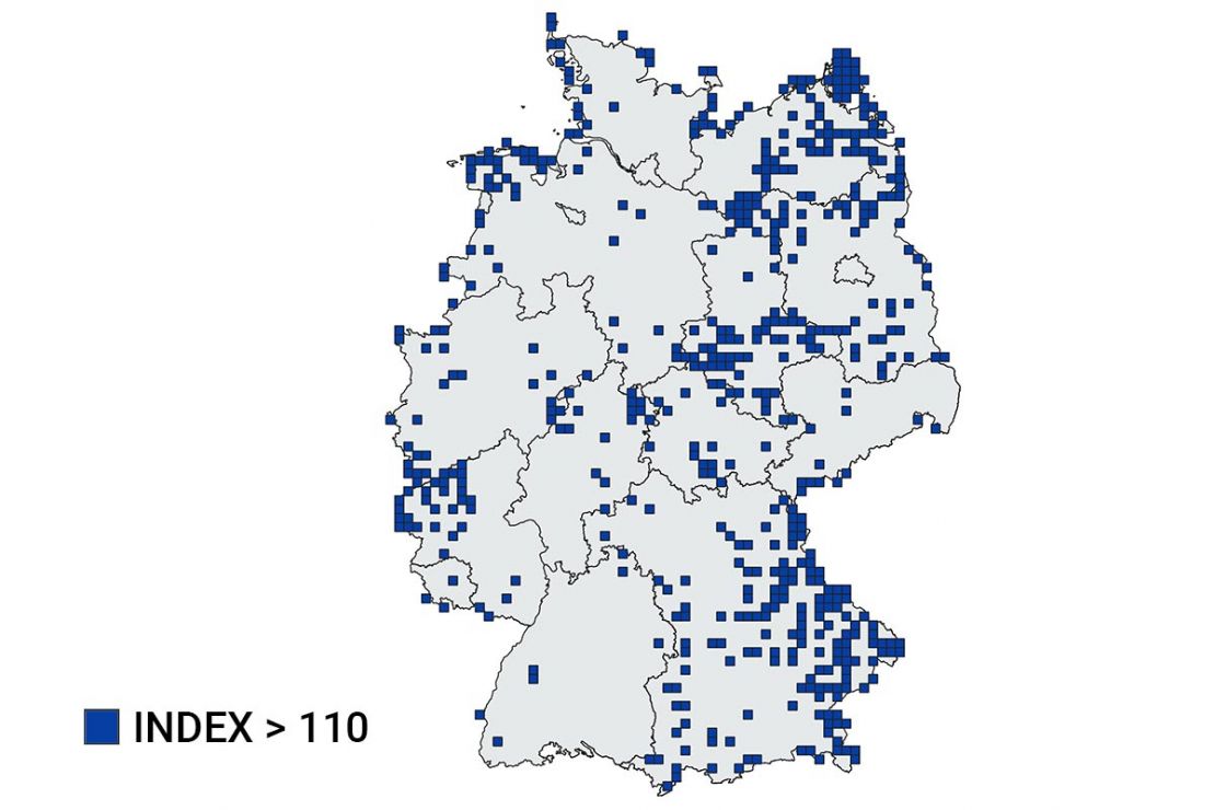 Regions in Germany predominately populated by people who identify with tradition