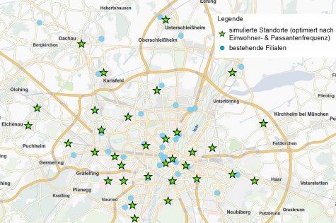 Ergebnis einer Geomarketing Greenfield-Analyse nach Einwohner & Passantenfrequenz Ergebnis einer Geomarketing Greenfield-Analyse nach Einwohner & Passantenfrequenz