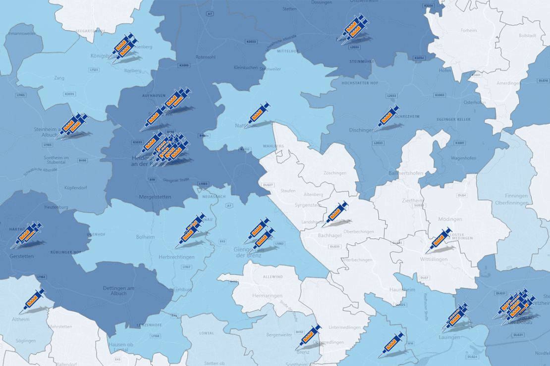 Alterstruktur und Impfzentren im WebGIS Alterstruktur und Impfzentren im WebGIS