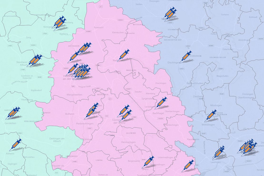 Plaungsgebiete für Corona-Impfung im WebGIS Plaungsgebiete für Corona-Impfung im WebGIS