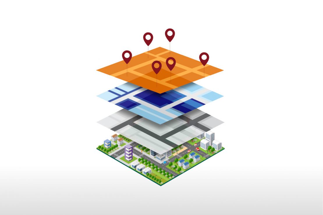 Daten unterschiedlichen Inhalts und aus mehrerer Quellen vereint in Location Intelligence Software GIS Daten unterschiedlichen Inhalts und aus mehrerer Quellen vereint in Location Intelligence Software GIS