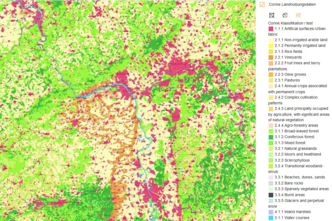Screenshot WebGIS CORINE Land Cover Data