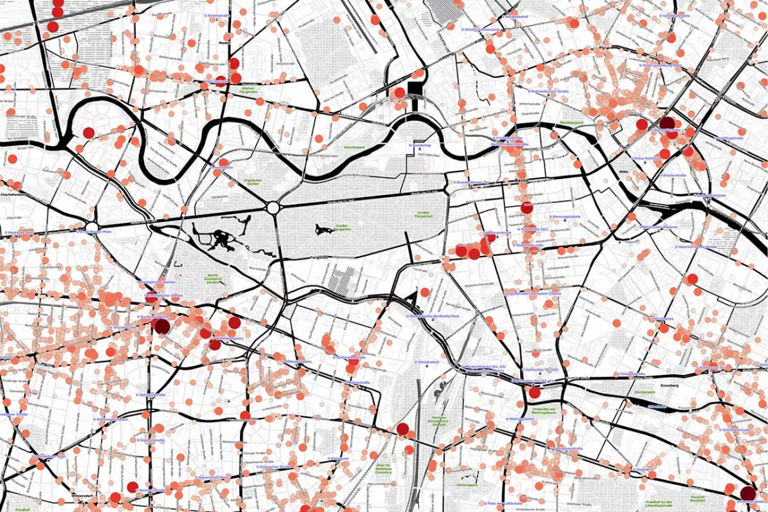 Retail space by business type in Berlin