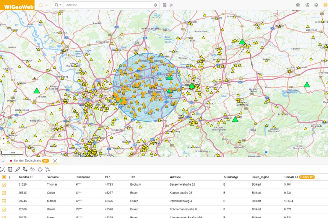 Im WebGIS haben Sie eine Vielzahl von Interaktions-Möglichkeiten.