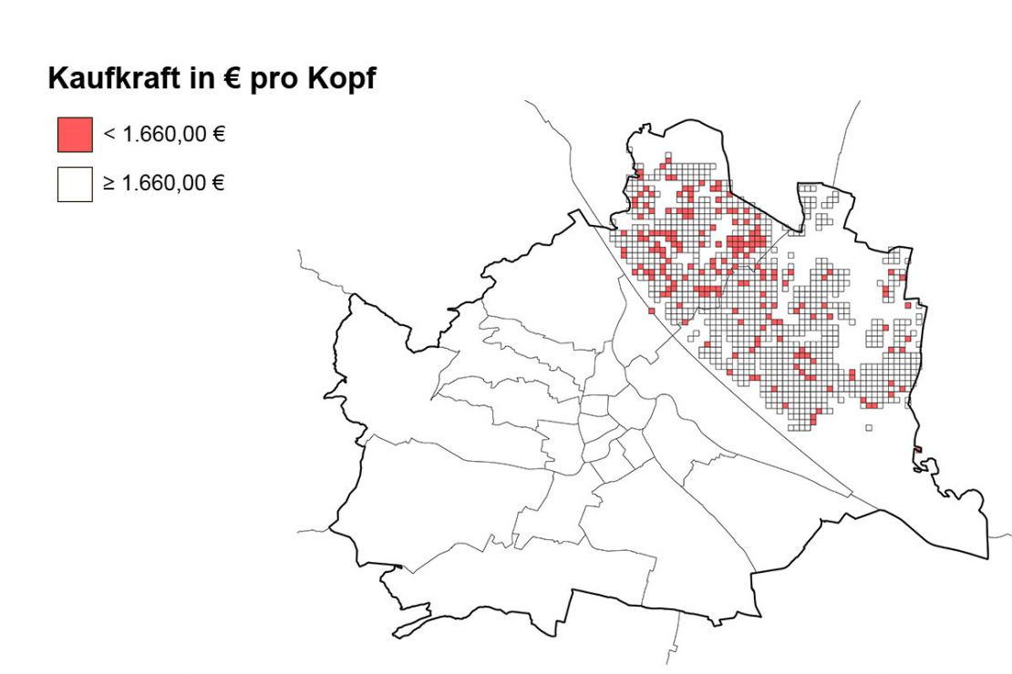 Unterschiede in der regionalen Kaufkraft Wien (21. und 22. Bezirk)