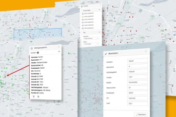 Screenshots of the tool displaying various representations of customers on a map