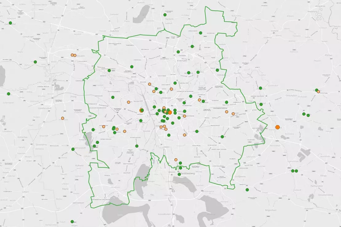 ABC analysis of customers and customer value with WebGIS, screenshot of an analysis result