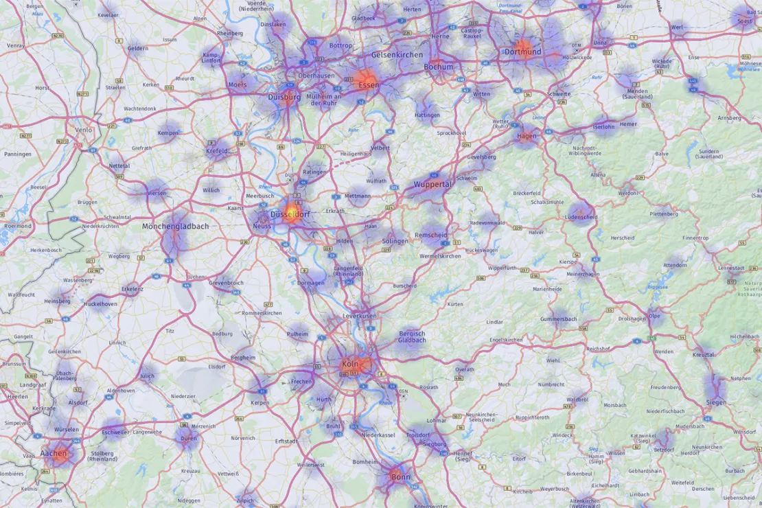 Customer density with WebGIS - hot spots become visible