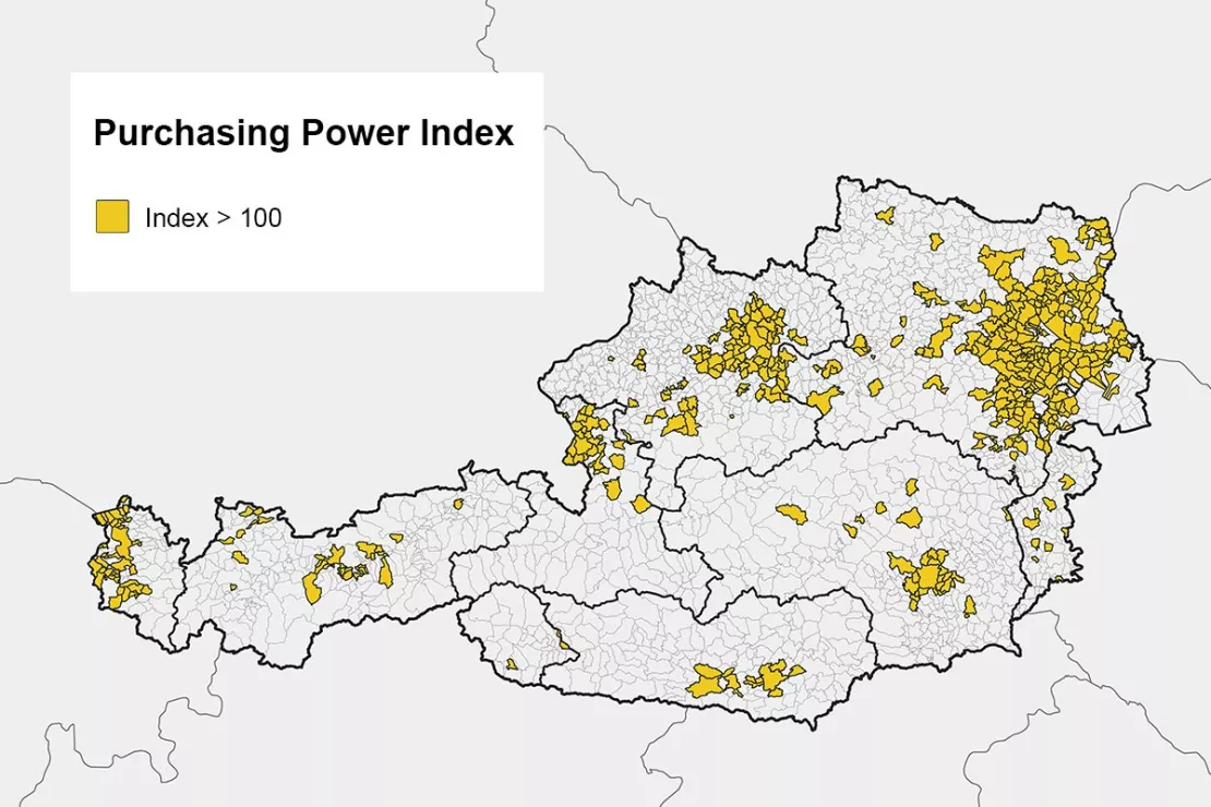 Highest purchasing power in Austria