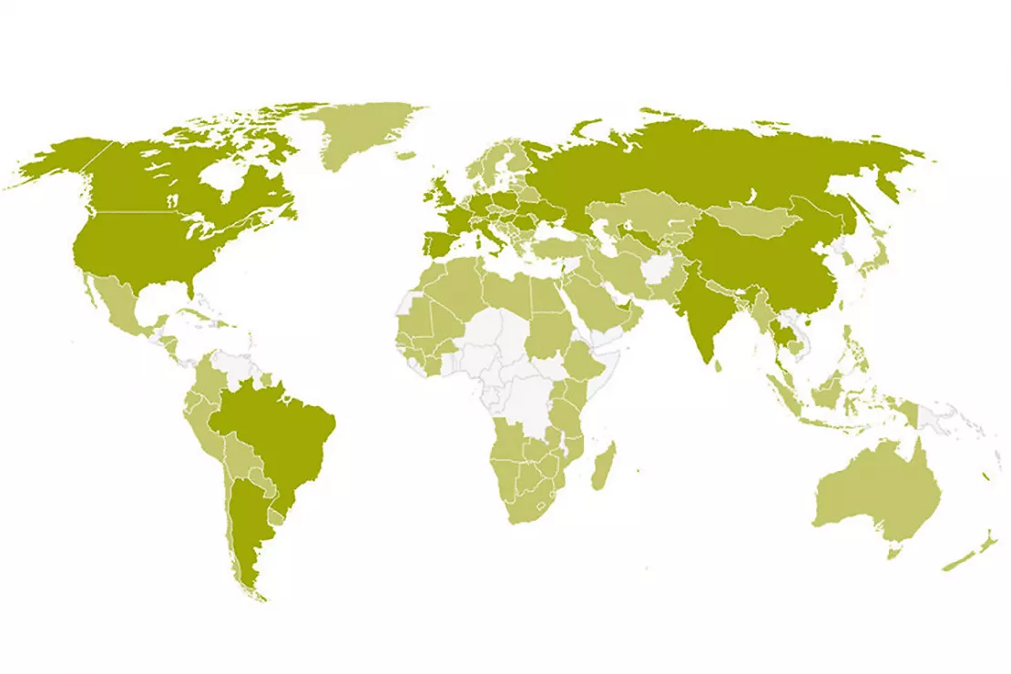 Market analysis example of CLAAS markets on a map