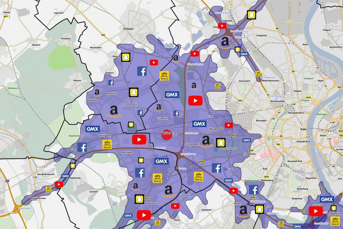 Online channels in the catchment area Online channels in the catchment area