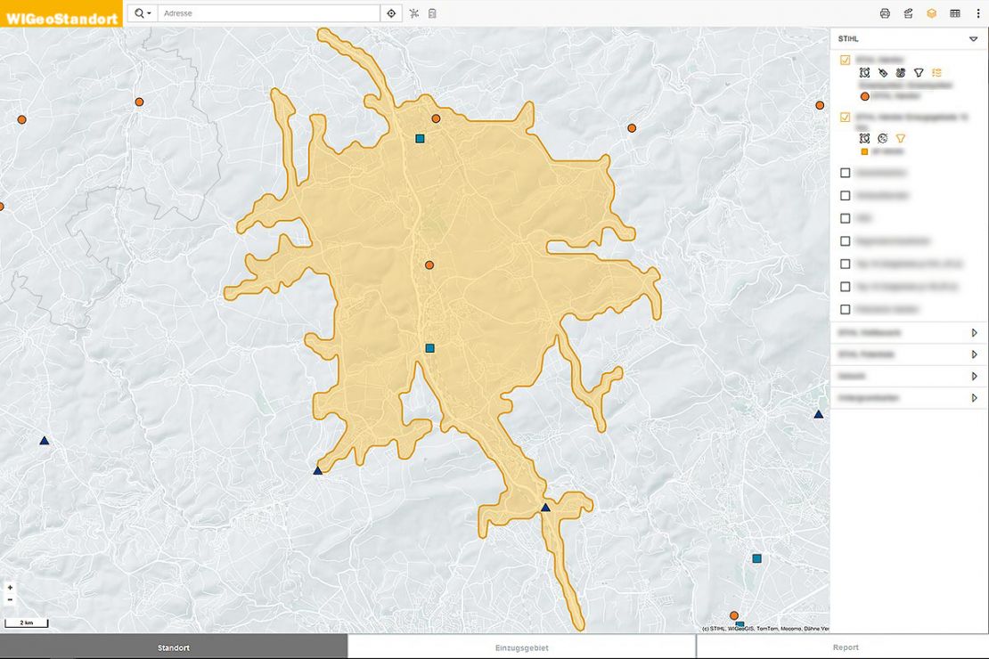 Location analysis example: Screenshot potential analysis EZG STIHL