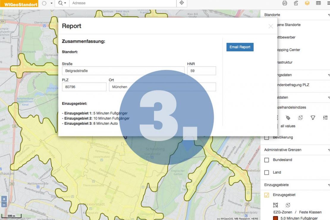 Step 3 location analyses: location report via email