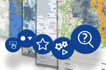 WebGIS-Funktionen Icons auf Screenshots