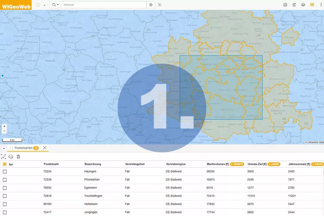 WebGIS Software - Schritt 1 zum Bericht - Analysegebiet festlegen