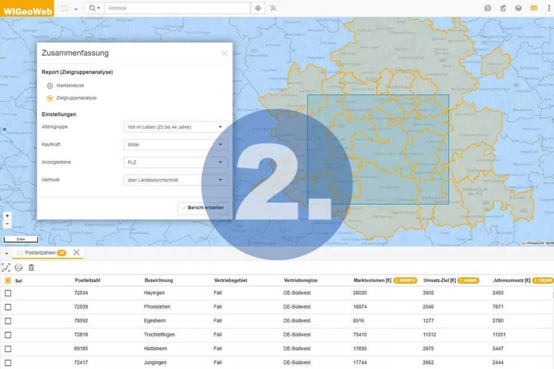 WebGIS software - Step 2 to the report - Define the analysis